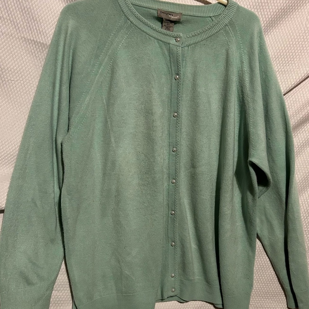 Designers Originals Light Turquoise Cardigan Sweater